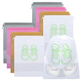 Large Shoe Bags Travel Shoe Storage Bags 8pcs Portable Drawstring Dustproof Shoes Bags with Transparent Slot Shoes Packing Organizer for Daily Use and Travel