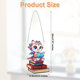 Book Dragon Window Hanging Ornament, Acrylic Book Dragon Light Catchers Dragon Decorations for Christmas Tree Home Window Decor Book Lovers Dragons Gifts