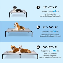 Heeyoo Elevated Dog Bed, Cooling Raised Pet Cot with Chew Proof Mesh Fabric and Steel Frame, Portable Dog Cot Bed with No-Slip Rubber Feet for Outdoor Indoor Use