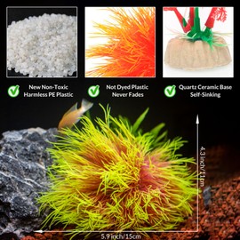 TAOMYPETS Fish Tank Decorations Aquarium Plants Plastic Artificial Décor (Pink Yellow)