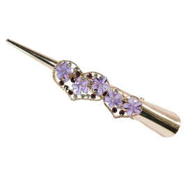 8498d Beautiful Hair Clip Hearts & Flowers Metal Rhinestone Acrylic Hair Clip Purple