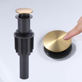 Bathroom Sink Drain Without Overflow, ARCORA Brushed Gold Pop Up Drain for Vessel Sink Clicker Drain Stopper