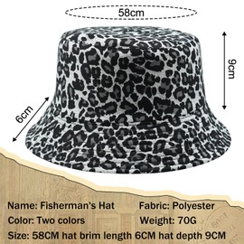 JSTHHTT Pack of 2 Winter Hat, Women's Fishing Hat, Winter Fuzzy Bucket Hat, Women's Winter Fluffy Leopard Print Fishing Hat, Warm Hat, 2, Unit size