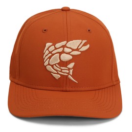 Paramount Outdoors Rock Fish 3-D Puff Embroidery Fishing Hat Salmon Trout Fly Fishing Baseball Cap (Burnt Orange)