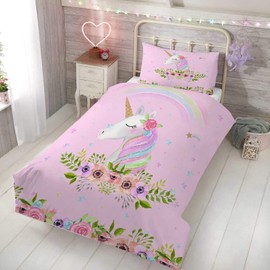 Yasida Unicorn Pink Duvet Cover 135cm X 200cm Rainbow Bedding Unicorn Duvet Set Single Girls Fairy Colorful Bed Set With Pillowcase Breathable Microfibre For Kids Unicorn Bedding Bedroom Decora