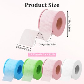 4 Rolls Lash Tape for Eyelash Extensions, Breathable Sensitive Silicone Gel Eyelash Tape for Lash Extension Supplies(Colorful)