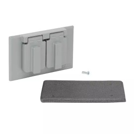 UNBRAND 1-Gang Duplex Outlet Metallic Weatherproof Cover, Gray