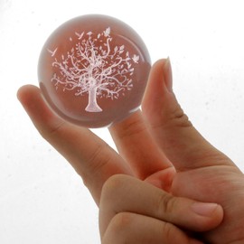 60mm Tree of Life Crystal Ball with Stand 3D Laser Engraved Life Tree Figurine Crystal Paperweight Decoraive Quartz Glass Ball Sphere Home Decor Table Craft