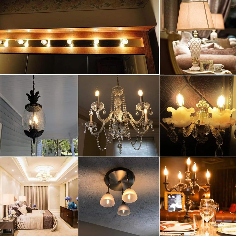 MMBGJKG Frosted Flame Tip Chandelier Light Bulb，e12 Candelabra Bulb 40