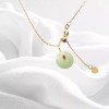 Handmade Vintage Style Green Jade Sterling Silver Necklace with 14K