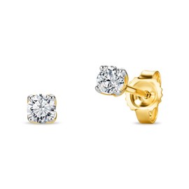 MIORE Jewellery Women's Earrings Gold 375 9 Carat Stud Earrings White Gold/Yellow Gold with Diamond 0.15 Carat Real Gold Women's Earrings Men Earrings Women Jewellery Handmade, Yellow Gold