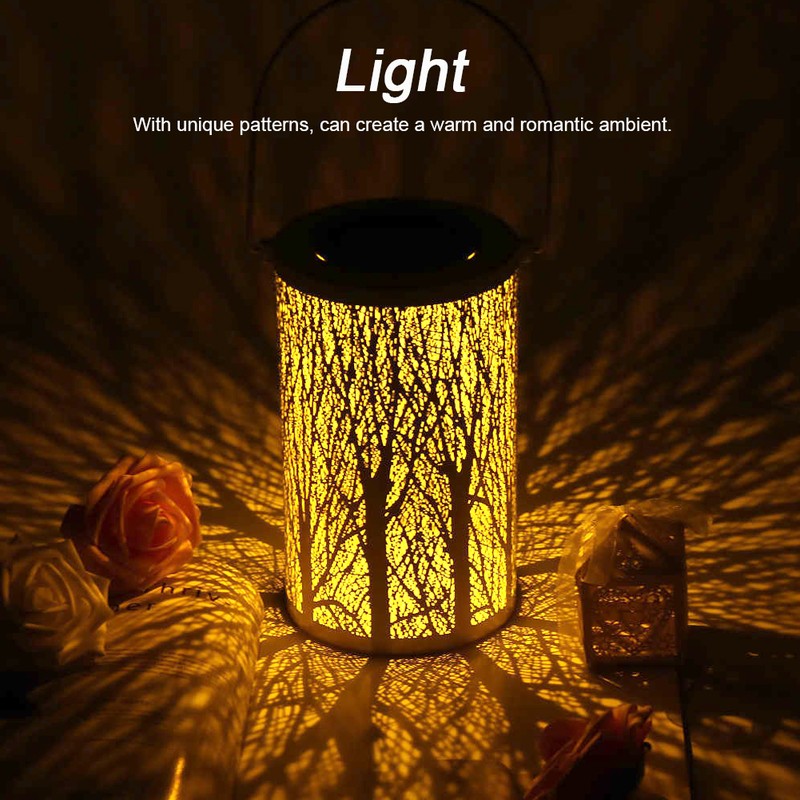 Solar Power Hanging Hollow LED Lamp Decorative Light for Outdoor