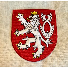 Czech Coat of Arms Patch Bohemia Shield Embroidered Iron-On Crest Lion