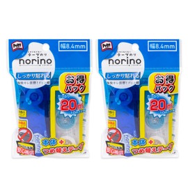 Plus Glue Tape Pretty, Norinopod, Firmly Stick, 0.3 inches (8.4 mm), Value Item, 2 x Refill Tapes, 2 x 54-345 x 2