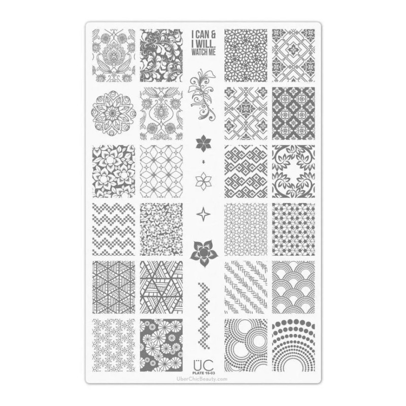 Uberchic Colección #16 Con 3 Placas Para Estampado De Uñas