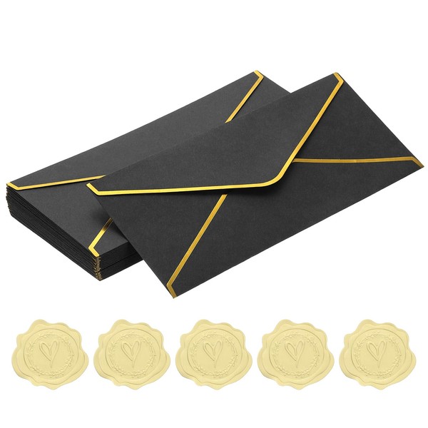 PATIKIL Business Envelopes with Gold Border, 24Pcs #10 150GSM Self
