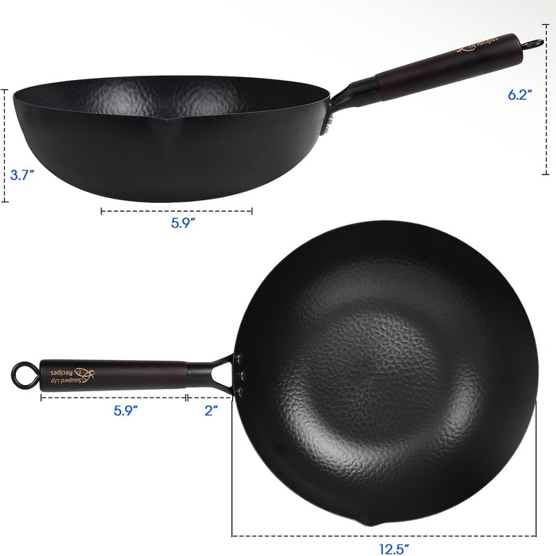 Souped Up Recipes 12.5 Inch Carbon Steel Wok For Electric,