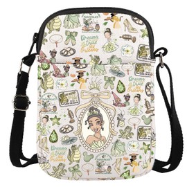 Frog Princess Gift Cartoon Movie Merchandise Gift Magic Kingdom Lover Present Princesses Tiana Crossbody Bag (Tiana CR CA)