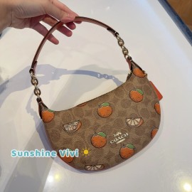 Coach NWT Coach Mini Payton Bag In Signature Canvas With Orange Print CBA78 Gold/Tan