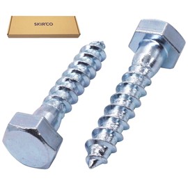 SKIR'CO (Pack of 25) DIN 571 Galvanised Steel Hex Head Wood Screws M10 x 50 mm Screws Hex Head Key Screws