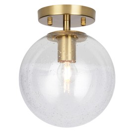 ALICE HOUSE 8-inch Modern Flush Mount Light, Seeded Glass Ceiling Light, Brushed Brass Hallway Light Fixtures for Bedroom, Closet, Entryway, Bathroom, Kitchen AL4801-S1GD
