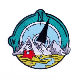 Ulricar Punk Landscape Celestial Embroidery Cloth Patch, Dark Green, 2-3 inches, Moon, Planet, Iron-On, 1 Pack