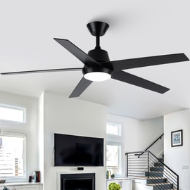 Ceiling Fans with Lights, 52 Inch Modern Ceiling Fan with Remote, Indoor & Outdoor Ceiling Fan for Bedroom, Living Room,High CFM Ceiling Fans with 3CCT Lights Kit, Quiet DC Motor