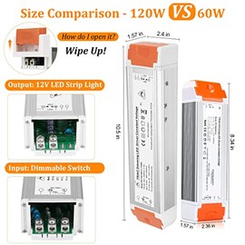 LEDMO Dimmable LED Driver 12V DC 60W Triac Dimmable Transformer 4Pack | Quiet Operation, Universal Regulated, AC 100-140V to DC 12V Isolation Protecti