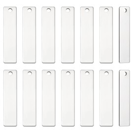UNICRAFTALE 20Pcs Metal Stamping Blank Tags Stainless Steel Charms Metal Tags Pendants 40x9x1mm Blank Rectangle Small Dainty Pendants Charms for DIY Jewelry Making