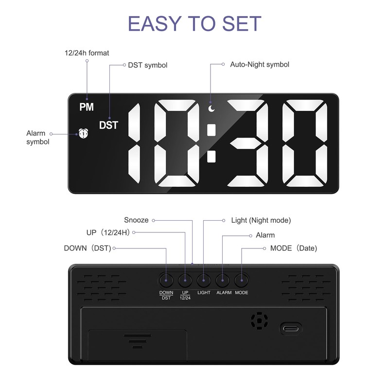 OQIMAX Digital Alarm Clock, LED Digital Alarm Clock with Temperature