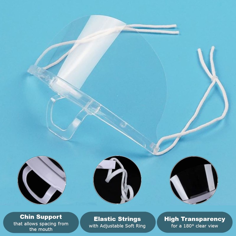 GUSTO Pack of 12 Visor Transparent Mask for Nose and
