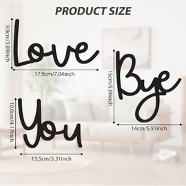 Pack of 2 Love You Bye Sign, Love You Bye Sign, Love You Bye Sign Over The Door for Christmas, Valentine's Day, Wedding & Thanksgiving, Wooden Sign with Lettering for Hallway Wall & Door Signs DIY