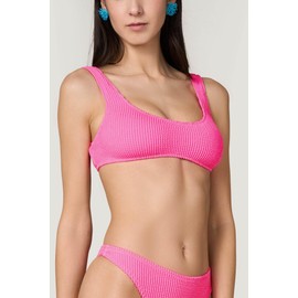 Goldenpoint Damen-Badeanzug Crinkle – Oberteil des Bikinis – Brassière ohne Polsterung doppelt aus gekräuseltem Stoff, Rosa, L