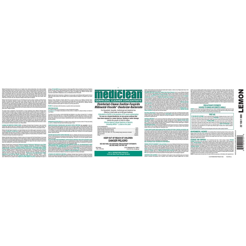 Prorestore 221591909 Mediclean Germicidal Cleaner Concentrate, Disinfectant, Sanitizer, Inhibits Mold