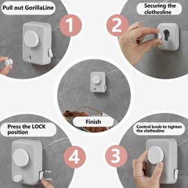 GorillaLine Max - Retractable Clothesline Indoor Outdoor Clothes Line | Heavy Duty Clothes Drying Laundry Line | Wall Mounted Drying Rack Clothing Line | with GorillaGrip Technology