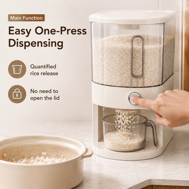 5KG Rice Dispenser for Kitchen Storage – Sealed Dry Food