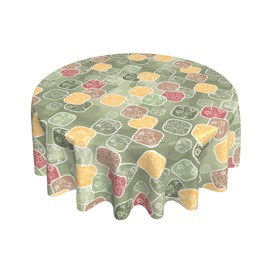 Round Tablecloth Abstract Cute Floral Table Cloths Waterproof Table Cover for Wedding Party Dining Holiday Banquet 60IN