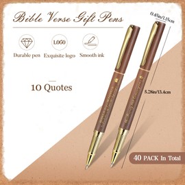 Spakon 40 Pcs Christian Gift Bulk Bible Verse Ballpoint Pen Inspirational Quotes Pen Motivational Religious Party Favor Christmas Church Gift for Women Men Teacher Pastor Nurse Sunday School(Brown)