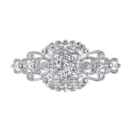 EVER FAITH Women's Crystal Vintage Flower Wedding Pin for Clothing Clear Silver Tone, Crystal, No information