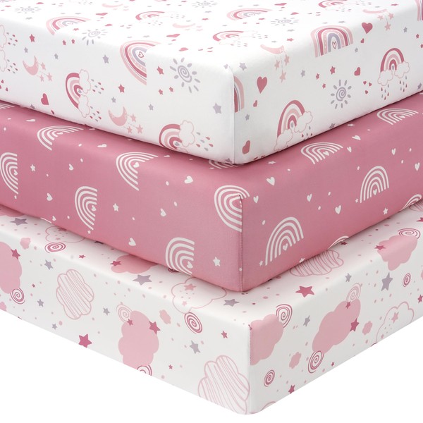 FIEMOL Baby Cot Sheets 120 x 60cm Fitted, 3 Pack