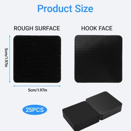 25PCS Rug Gripper for Carpeted Floor 5 x 5 cm Black Plastic Non Slip Rectangular Carpet Grippers for Floor Sofa Cushion Car Boot Liners Washable Reusable Sticky Grips to Stop Rug Slipping Carpet