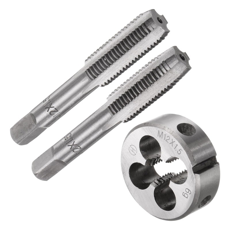 sourcing map 3pcs Metric Hand Tap & Die Set, M12