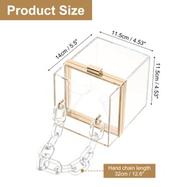 QUARKZMAN Women's Clear Purse, Acrylic Clear Clutch Bag, Square Acrylic Purses, Transparent Crossbody Handbag for Travel, Office, Transparent/Gold