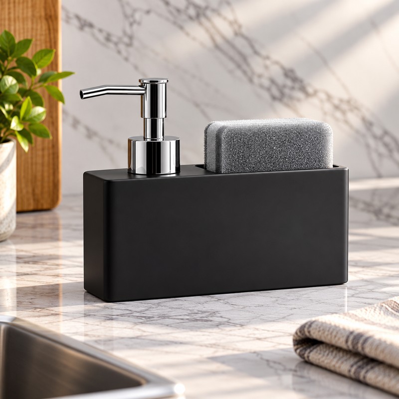 Kitchen Soap Dispenser with Sponge Holder for Sink Organization –