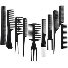 MAPPERZ Professional Multipurpose Hair Comb Set Hair brush for Hair Cutting and Styling- Set Of 10, Black