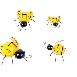 4Pcs Metal Bee Wall Art Sculptures Iron Bee Hanging Wall Decor for Indoor Outdoor Home Garden Yard Lawn Decorations
