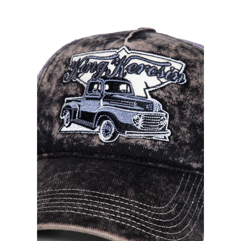 King Kerosin Men's Trucker Cap Mesh Cap Pickup Acid Wash