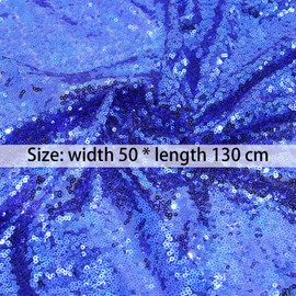 50CM Sequin Mesh Fabric Navy Blue Upholstery Fabric with Sequins 1.3 Meter Sparkly Shiny Bling Glitter Material Cloth for Glitter Clothing DIY Decoration