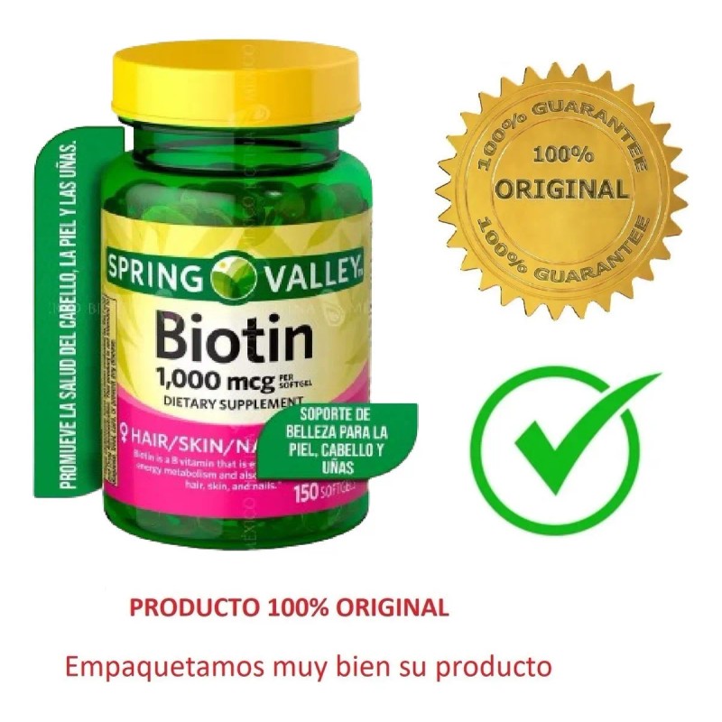 Spring Valley Biotina 1,000 Mcg 150 Softgels