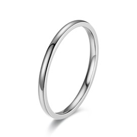 3mm Polished Comfort Fit Titanium Wedding Ring minimalist Titanium steel ring for women (Silvery, 9)